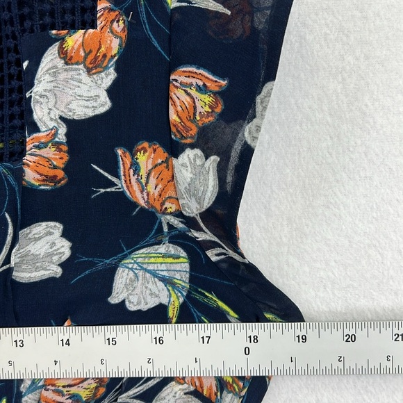 Daniel Rainn Dress Size S Navy Gray Rust Lined Cap Sleeves Elastic Waist EUC - Picture 10 of 12